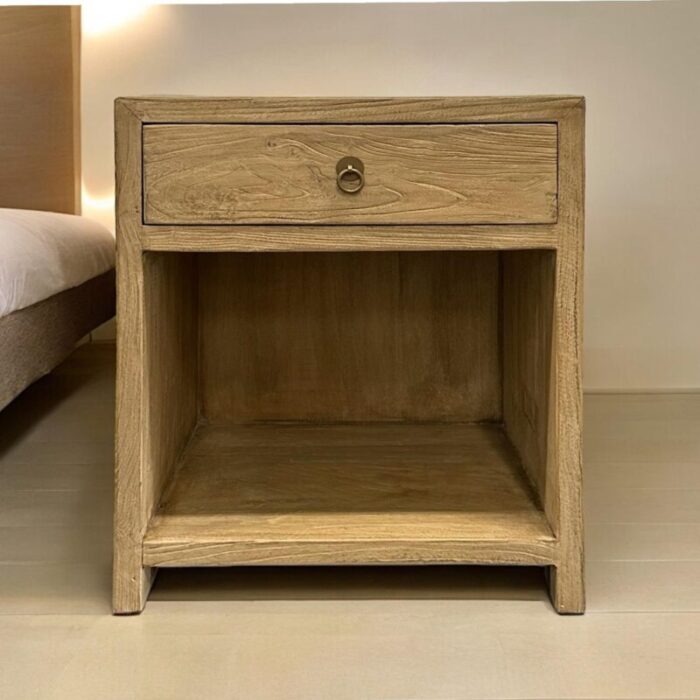 1 drawer natural elmwood nightstand 0107