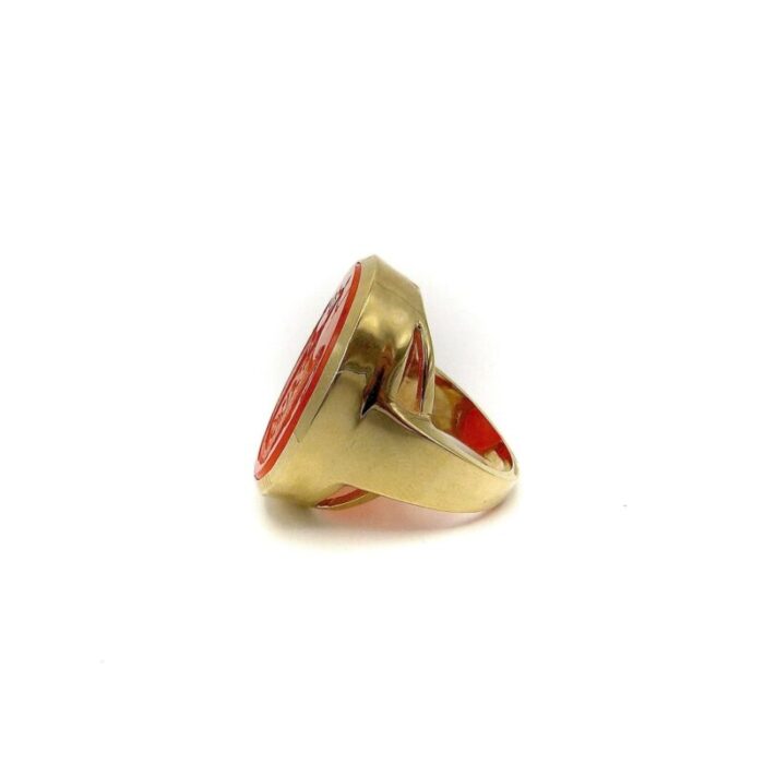 14k gold carnelian justice intaglio signet ring size 75 0256