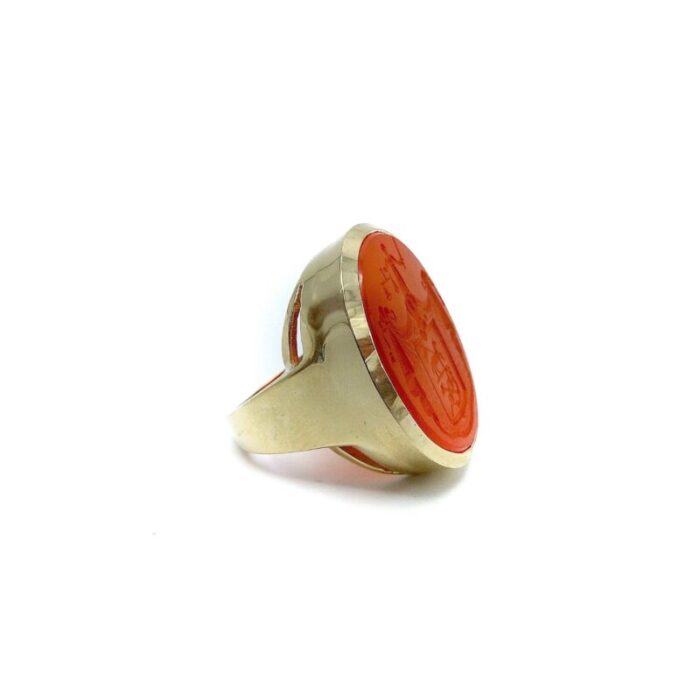 14k gold carnelian justice intaglio signet ring size 75 7533