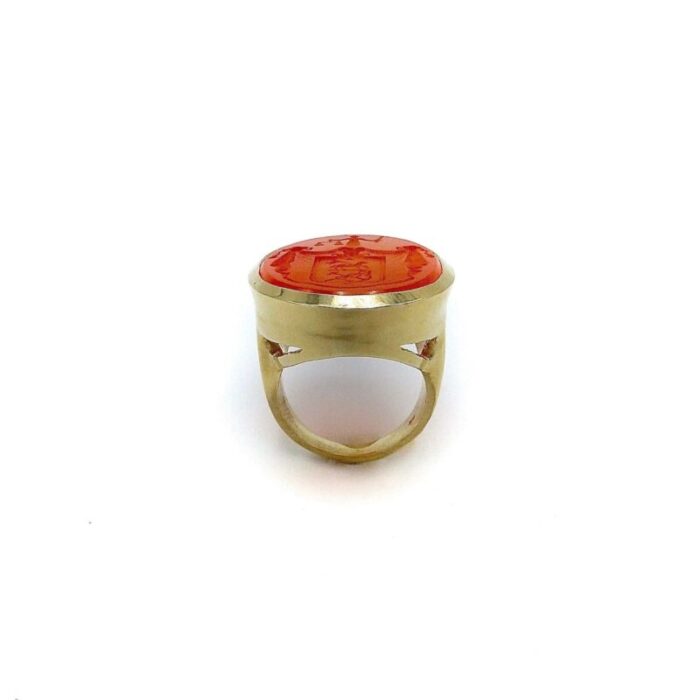 14k gold carnelian justice intaglio signet ring size 75 8244