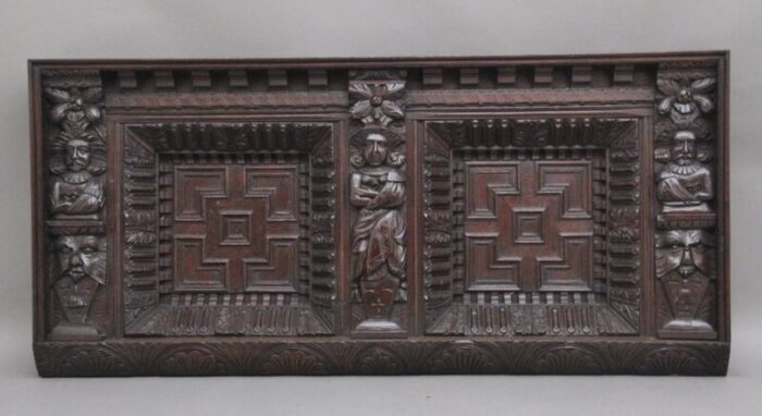 17th century carved oak overmantle 1680s 1