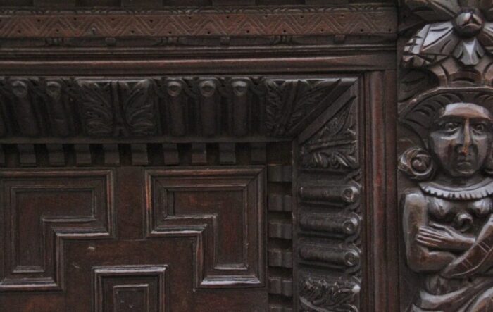 17th century carved oak overmantle 1680s 2