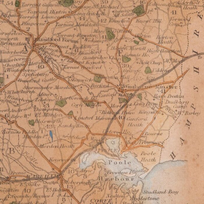 1860s antique county map 8552