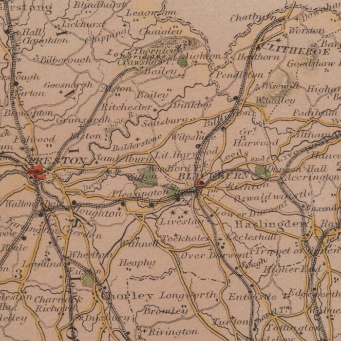 1860s antique county map 8897