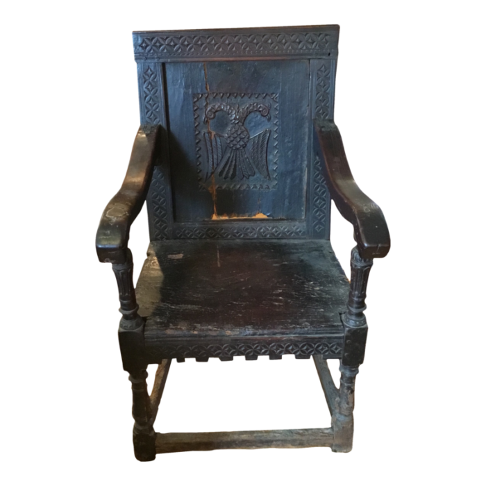 18th century peter the great english oak chair 3487