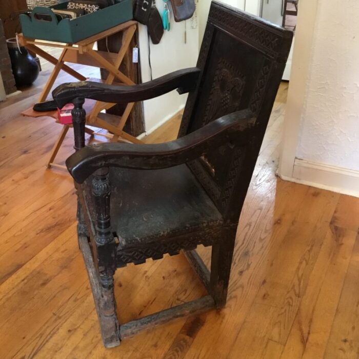 18th century peter the great english oak chair 9894