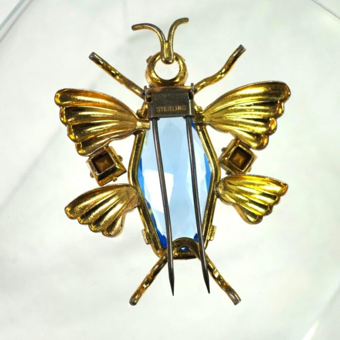 1920s art deco czech sterling insect clip brooch 7801