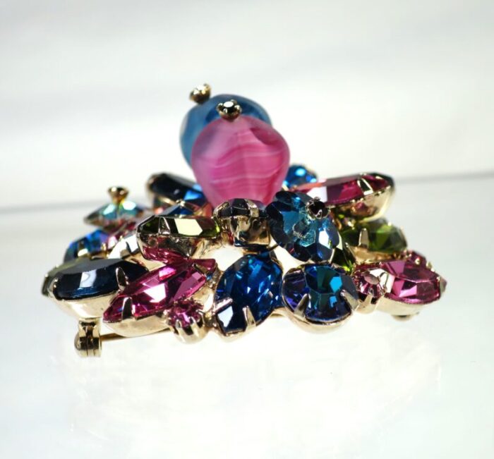 1950s designer kramer multicolor crystal brooch 2735