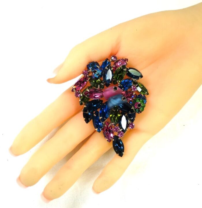 1950s designer kramer multicolor crystal brooch 7937