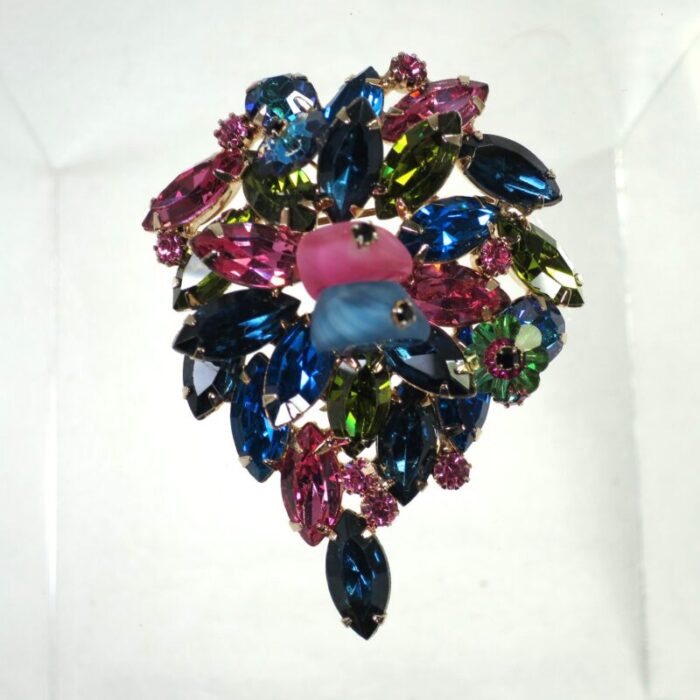 1950s designer kramer multicolor crystal brooch 8412