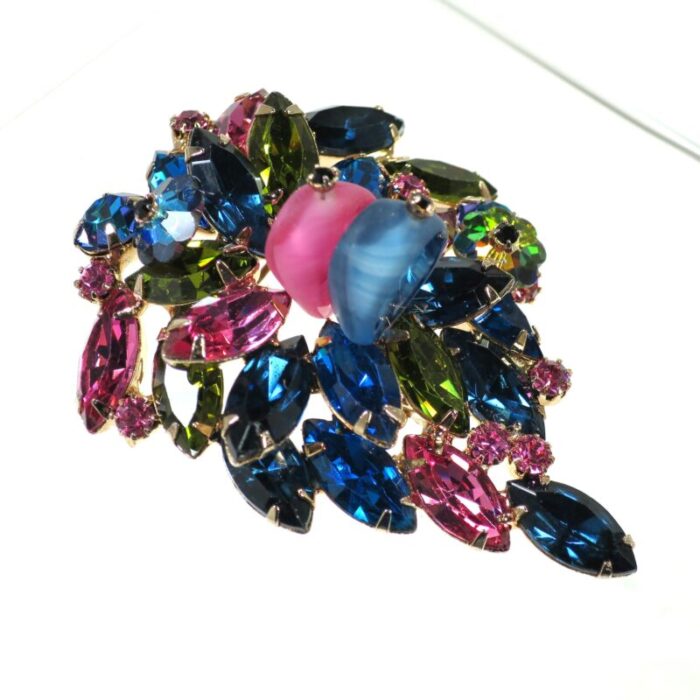 1950s designer kramer multicolor crystal brooch 9399