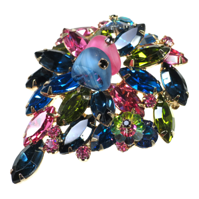 1950s designer kramer multicolor crystal brooch 9950