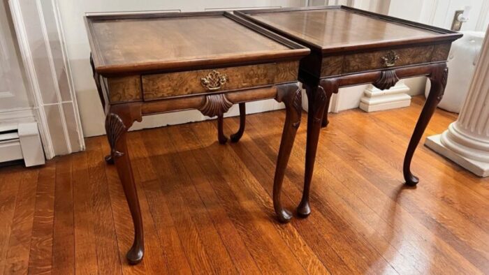 1960s baker furniture walnut side tables a pair 3146