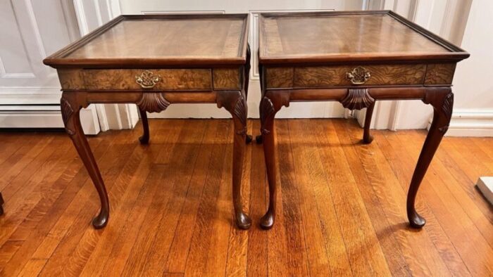 1960s baker furniture walnut side tables a pair 7158