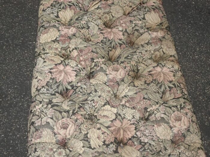 1960s vintage french hollywood regency bed side floral bench w cast iron skirt 3347