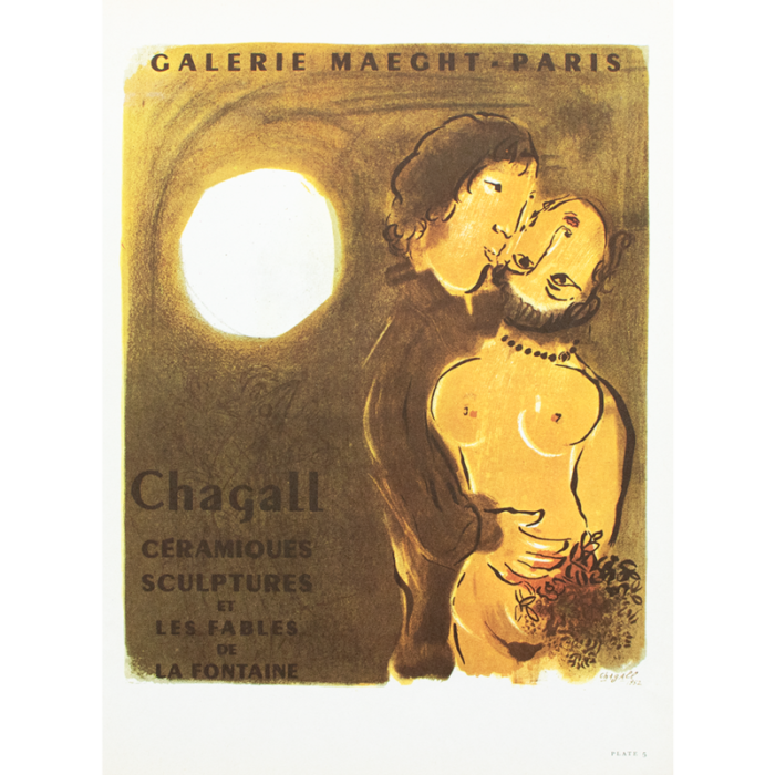 1966 after m chagall maeght gallery paris ceramics sculptures and the fables of la fontaine poster 9470