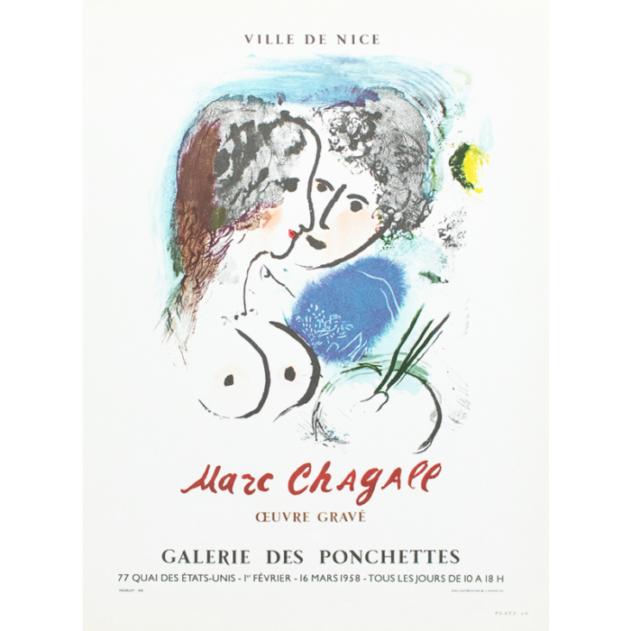 1966 after marc chagall city of nice ponchettes gallery exhibit 1958 poster 3067