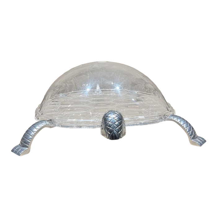 1970s arthur court turtle dome serving tray lucite aluminum 6822