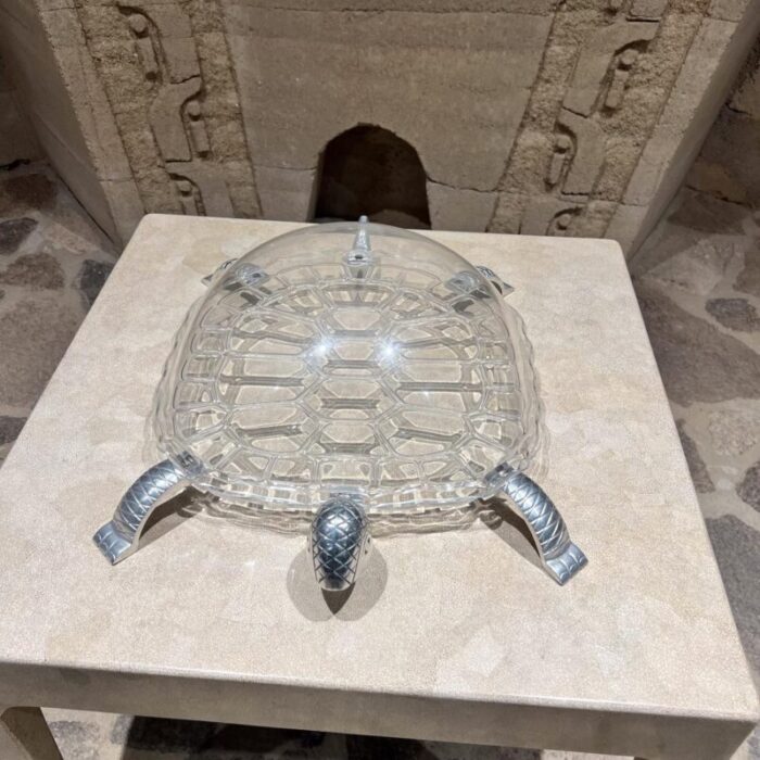 1970s arthur court turtle dome serving tray lucite aluminum 6938