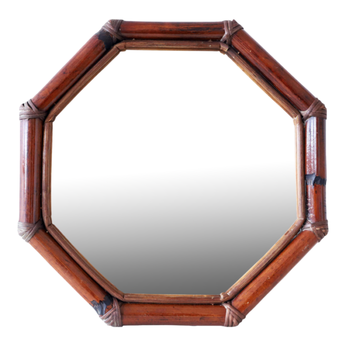 1970s french bamboo rattan mirror 3941