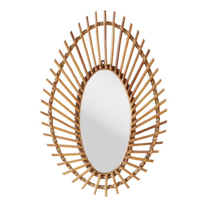 1970s french rattan bamboo mirror 3676