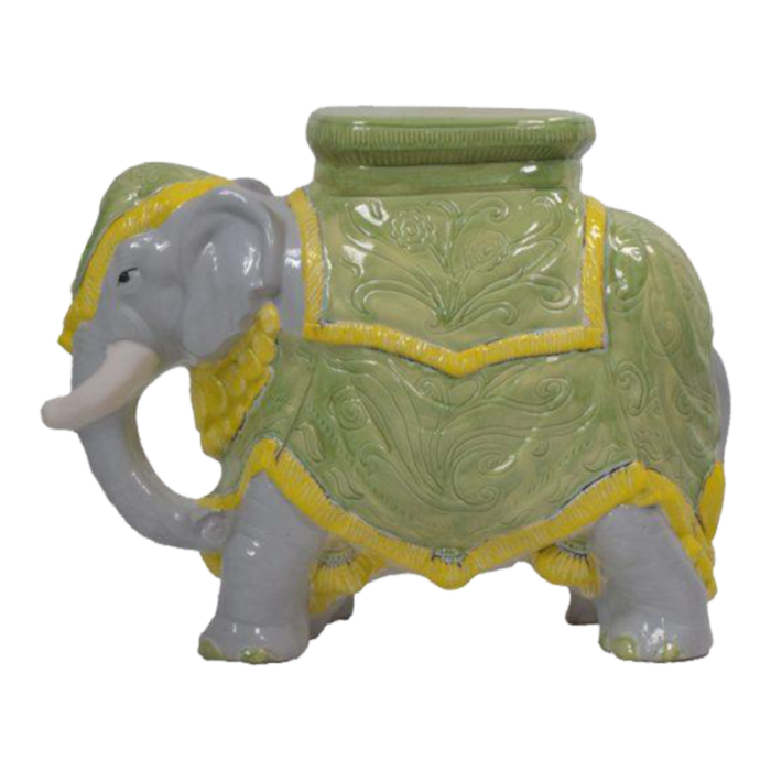 1970s gray and green vintage elephant garden seat 6610