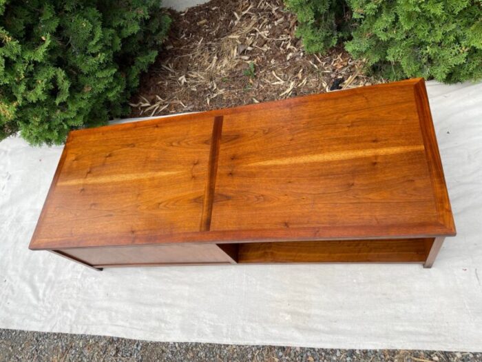 1970s medium walnut coffee table by lane furniture from their rhythm 1854