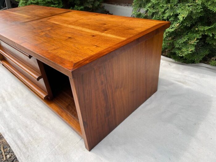 1970s medium walnut coffee table by lane furniture from their rhythm 3954