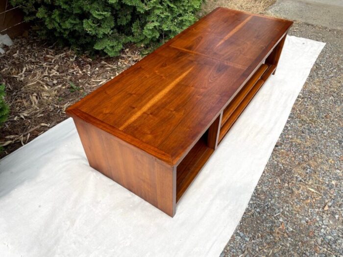 1970s medium walnut coffee table by lane furniture from their rhythm 7306