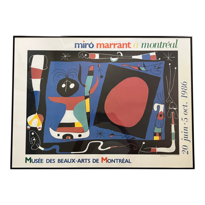 1980s framed poster for the miro exhibition held at the montreal museum of fine arts 6743