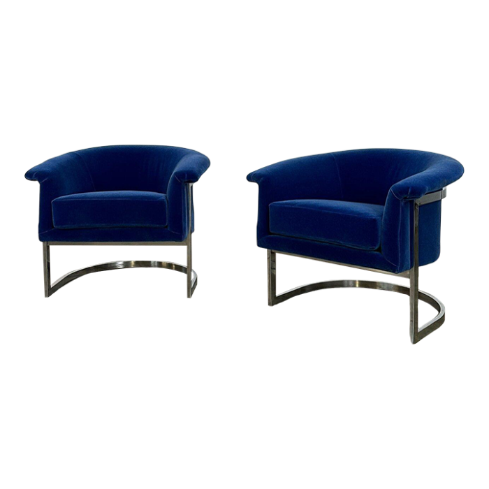 1980s milo baughman chrome barrel back chairs a pair 6999