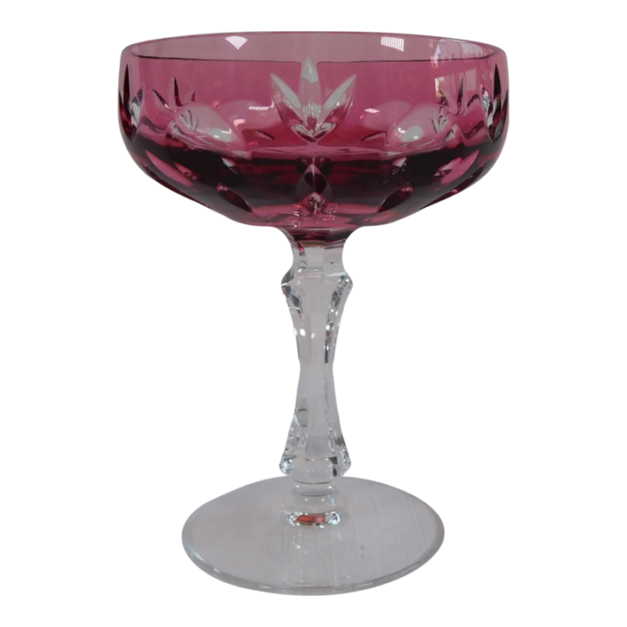 1980s pink cut to clear wine or dessert glass 6862