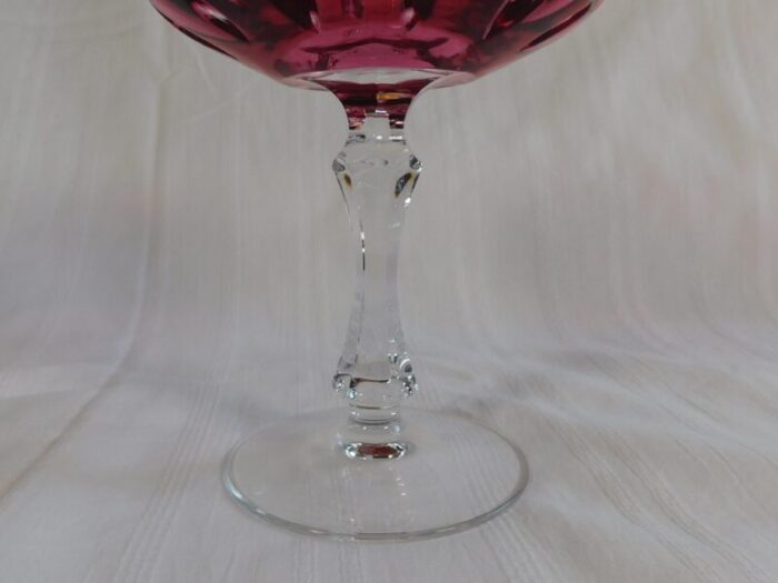 1980s pink cut to clear wine or dessert glass 7511