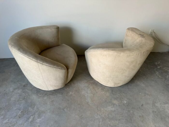 1980s vladimir kagan style nautilus swivel lounge chairs 4218