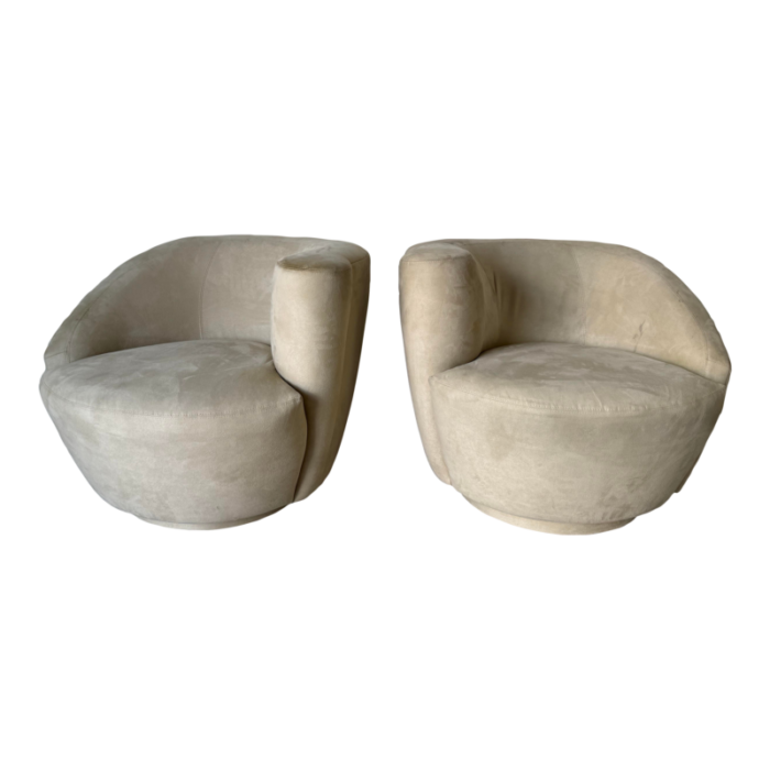 1980s vladimir kagan style nautilus swivel lounge chairs 9484