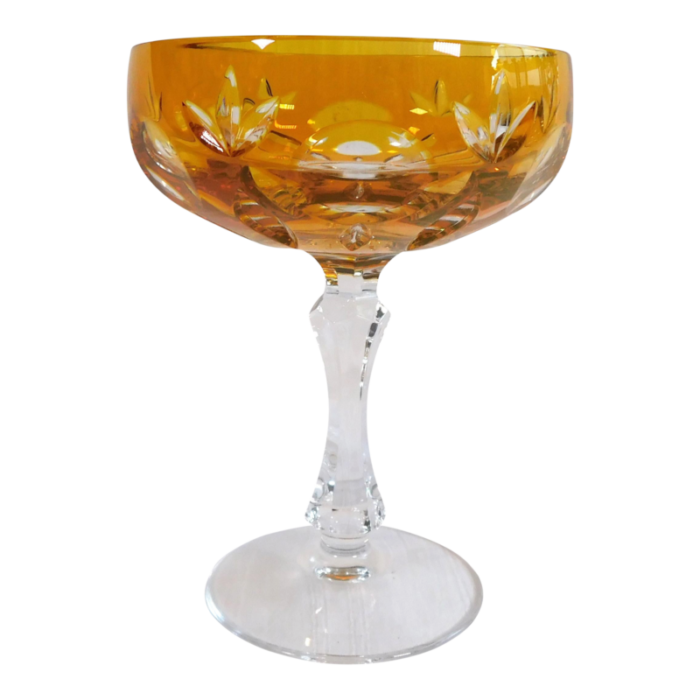 1980s yellow cut to clear wine or dessert glass 6467