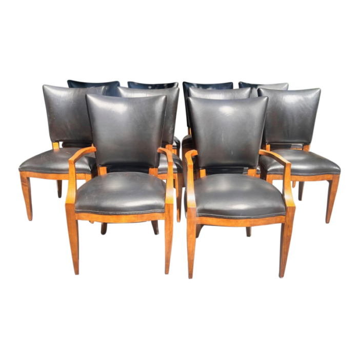 1990s century furniture black leather dining chairs set of 10 1763