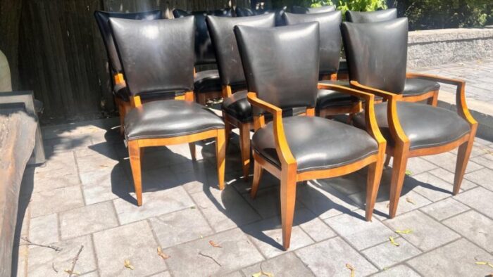 1990s century furniture black leather dining chairs set of 10 4720