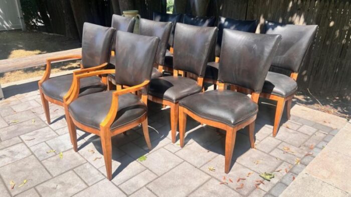 1990s century furniture black leather dining chairs set of 10 5709