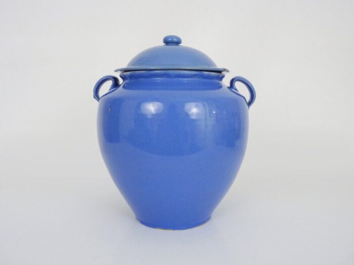 19th century conservation pot in vernisse blue south west of france 1