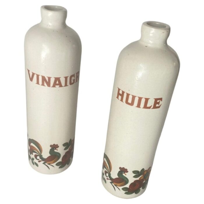 19th century faience bottles with floral decoration france set of 2 1