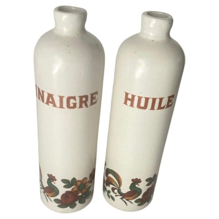 19th century faience bottles with floral decoration france set of 2 2