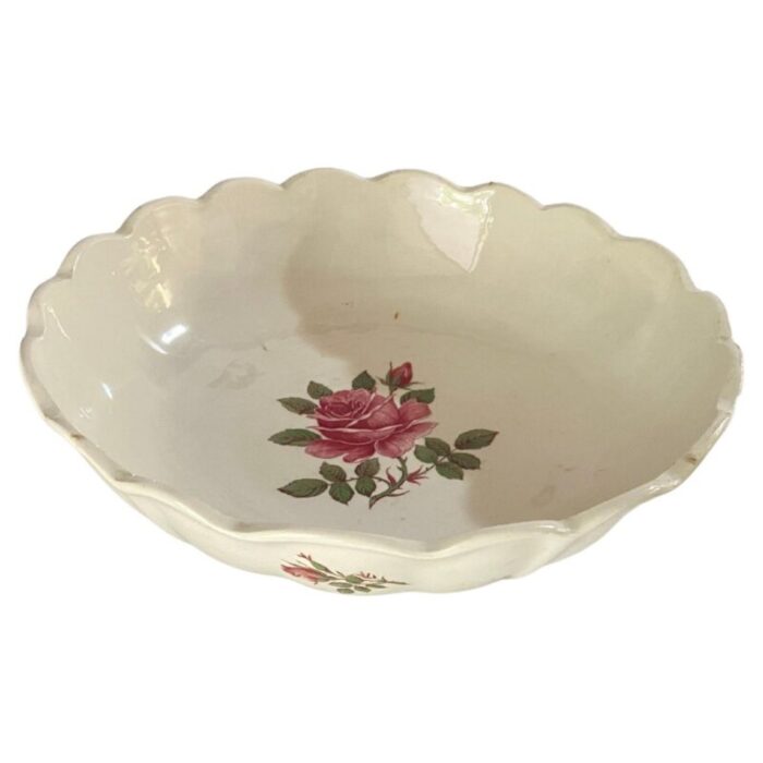 19th century faience dish with flowers decor attributed to luneville france 1