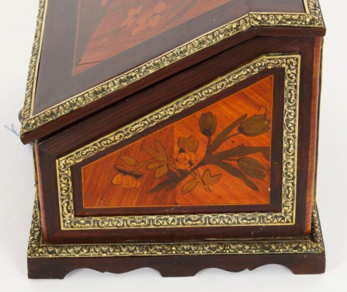 19th century french marquetry and ormolu stationary box 12