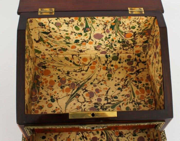 19th century french marquetry and ormolu stationary box 15