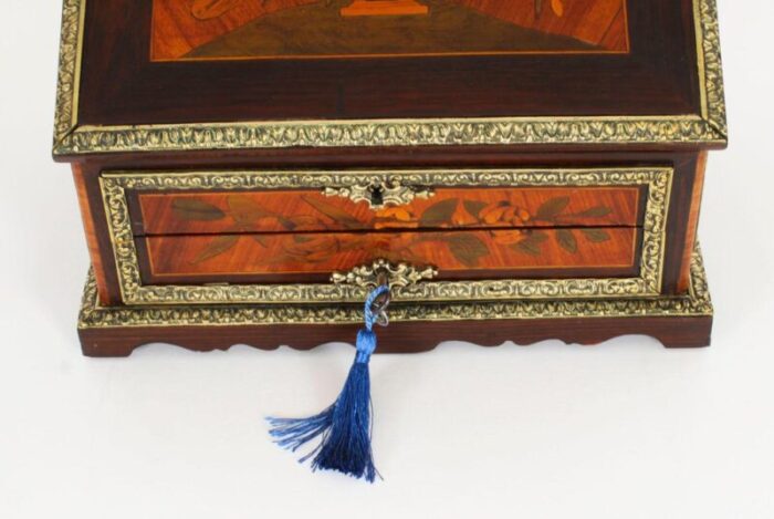 19th century french marquetry and ormolu stationary box 4