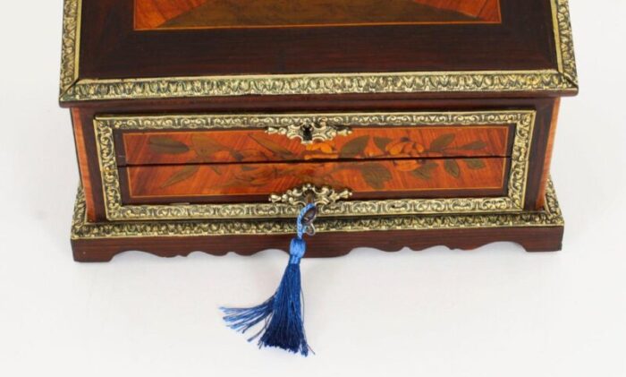 19th century french marquetry and ormolu stationary box 5