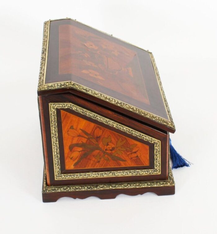 19th century french marquetry and ormolu stationary box 7