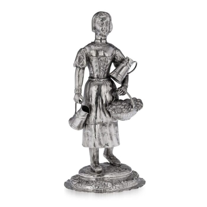 19th century german silver figure of a fruit seller 1880 1