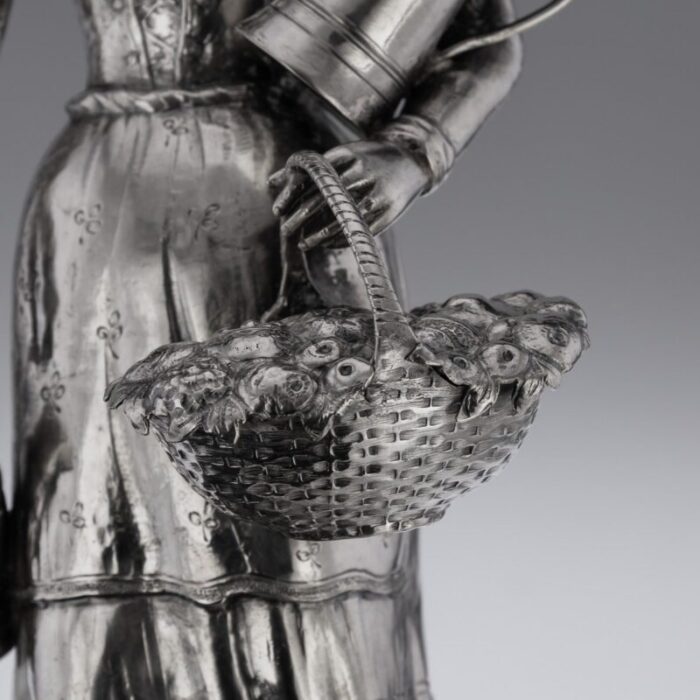 19th century german silver figure of a fruit seller 1880 13